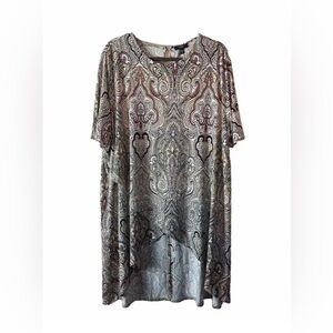 NWT Cocomo Tunic Top Women Plus Size 2X Paisley Layered Asymmetrical Hem